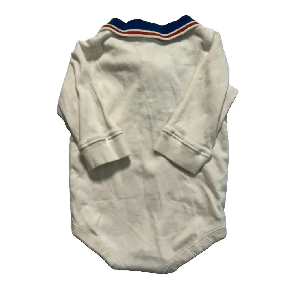 Gymboree Baby Boys Polo Bodysuit 3-6 Months White Long Sleeve Cotton Collared
